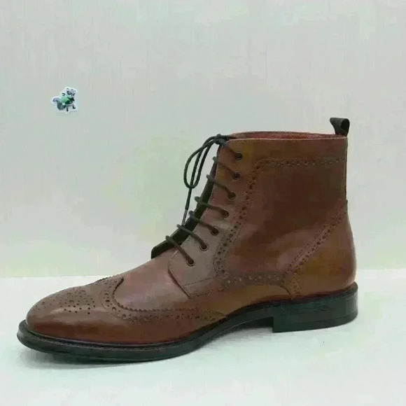 Stafford Men's Brown Leather Brogue Wingtip Chukka Lace Up Size US 12 M - Picture 4 of 11